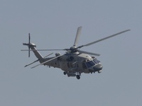 A Chinese Navy ship-borne helicopter Z-20 performs a flight demonstration at the Zhuhai Air Show in Zhuhai, Guangdong province, China, on No...