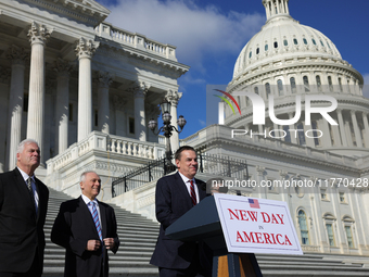 Chair of the National Republican Congressional Committee Rep. Richard Hudson (R-NC) speaks at a GOP press conference on the steps of the U.S...