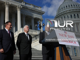 House Majority Leader Steve Scalise (R-LA) Leader Steve Scalise speaks at a GOP press conference on the steps of the U.S. Capitol in Washing...