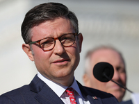 House Speaker Mike Johnson (R-LA), speaks at a GOP press conference on the steps of the U.S. Capitol in Washington, D.C. on November 12, 202...