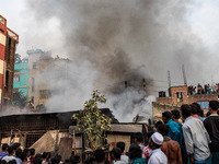 A local shoe factory is gutted due to a fire incident in Dhaka, Bangladesh, on November 12, 2024. (