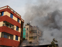 A local shoe factory is gutted due to a fire incident in Dhaka, Bangladesh, on November 12, 2024. (