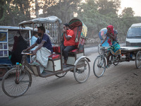 People suffer on the street due to massive dust in the air in the Shyampur area, in Dhaka, Bangladesh, on November 12, 2024. Dhaka, the over...