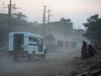 People suffer on the street due to massive dust in the air in the Shyampur area, in Dhaka, Bangladesh, on November 12, 2024. Dhaka, the over...