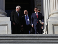 House Majority Whip Tom Emmer (R-MN), Leader Steve Scalise (R-LA), House Speaker Mike Johnson (R-LA) and Chair of the National Republican Co...