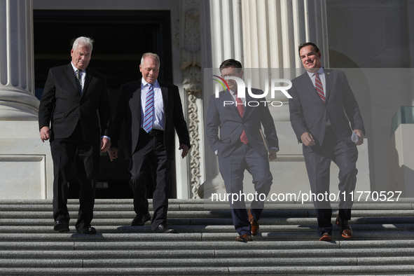 House Majority Whip Tom Emmer (R-MN), Leader Steve Scalise (R-LA), Speaker Mike Johnson (R-LA) and Chair of the National Republican Congress...