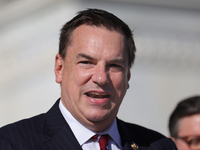 Chair of the National Republican Congressional Committee Rep. Richard Hudson (R-NC) speaks at a GOP press conference on the steps of the U.S...