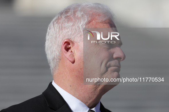 House Majority Whip Tom Emmer (R-MN) listens during a GOP press conference on the steps of the U.S. Capitol in Washington, D.C. on November...