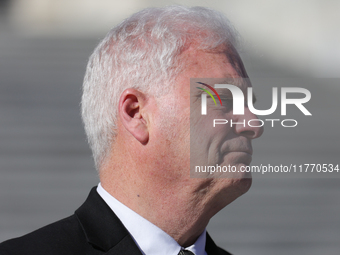 House Majority Whip Tom Emmer (R-MN) listens during a GOP press conference on the steps of the U.S. Capitol in Washington, D.C. on November...