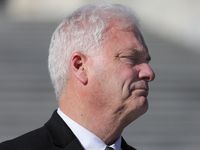 House Majority Whip Tom Emmer (R-MN) listens during a GOP press conference on the steps of the U.S. Capitol in Washington, D.C. on November...