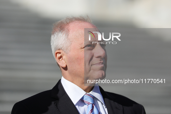 House Majority Leader Steve Scalise (R-LA) listens during a GOP press conference on the steps of the U.S. Capitol in Washington, D.C. on Nov...