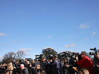 Members of the press watch during a GOP press conference on the steps of the U.S. Capitol in Washington, D.C. on November 12, 2024, followin...