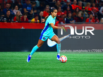 M. Fowler #11 carries the ball during the International Friendly Match between Canada and Australia in Vancouver, Canada, on December 5, 202...