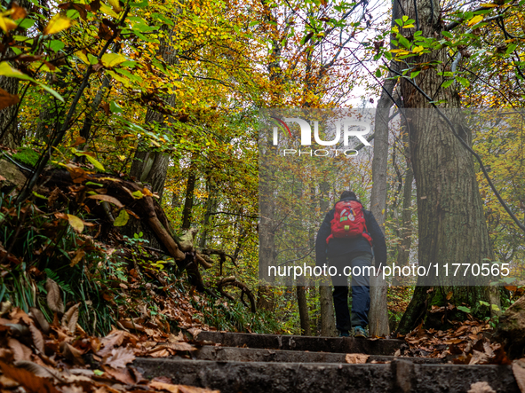 People enjoy outdoor activities in nature to combat the relative absence of sun and light, also known as 'Dutch weather', in Nijmegen, Nethe...