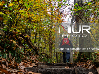 People enjoy outdoor activities in nature to combat the relative absence of sun and light, also known as 'Dutch weather', in Nijmegen, Nethe...