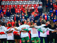 Team Canada's players celebrate the retirements of S. Schmidt and C. Sinclair during the International Friendly Match between Canada and Aus...