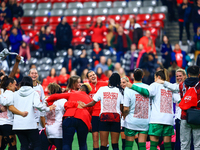 Team Canada's players celebrate the retirements of S. Schmidt and C. Sinclair during the International Friendly Match between Canada and Aus...