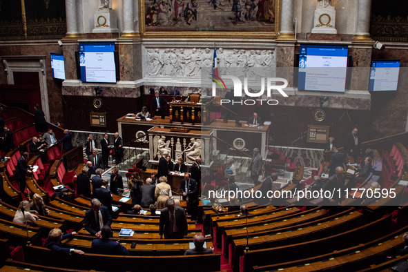 The General Assembly, the French Parliament, holds a question time session to the government in Paris, France, on November 12, 2024. 