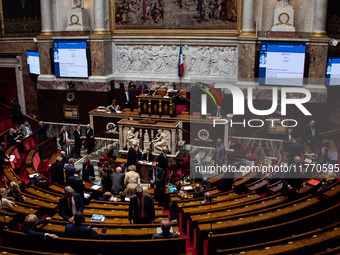 The General Assembly, the French Parliament, holds a question time session to the government in Paris, France, on November 12, 2024. (