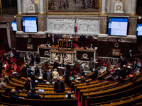 The General Assembly, the French Parliament, holds a question time session to the government in Paris, France, on November 12, 2024. (