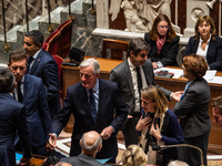 Prime Minister Michel Barnier and former Prime Minister Gabriel Attal are at the National Assembly in Paris, France, on November 12, 2024. (