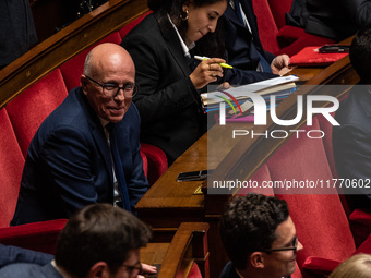 Republican right-wing MP Eric Ciotti is in Parliament during the question time to the government in Paris, France, on November 12, 2024. (