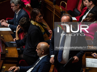 Former President of the Republic and Socialist MP Francois Hollande is at the National Assembly on the day of the question to the government...