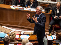 Prime Minister Michel Barnier attends the National Assembly during the parliamentary question session to the government in Paris, France, on...