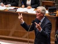 Prime Minister Michel Barnier attends the National Assembly during the parliamentary question session to the government in Paris, France, on...