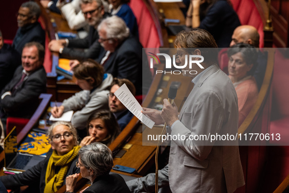 Hendrik Davi, deputy of the Ecologist and Socialist group, is at the National Assembly in Paris, France, on November 12, 2024. 