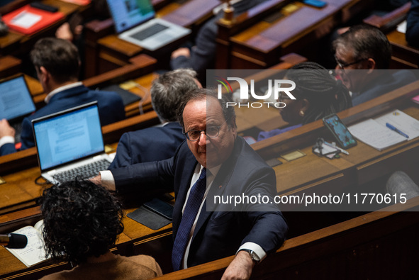 Former President of the Republic and Socialist MP Francois Hollande is at the National Assembly on the day of the question to the government...