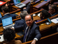 Former President of the Republic and Socialist MP Francois Hollande is at the National Assembly on the day of the question to the government...