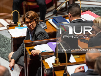 Annie Genevard, Minister of Agriculture, is in the French Parliament during question time in Paris, France, on November 12, 2024. (