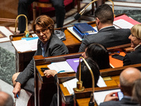 Annie Genevard, Minister of Agriculture, is in the French Parliament during question time in Paris, France, on November 12, 2024. (