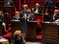 Annie Genevard, Minister of Agriculture, speaks during question time in the French Parliament in Paris, France, on November 12, 2024. (