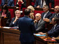 Prime Minister Michel Barnier attends the National Assembly during the parliamentary question session to the government in Paris, France, on...