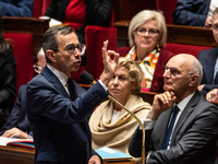 Interior Minister Bruno Retailleau is in Parliament in Paris, France, on November 12, 2024. (