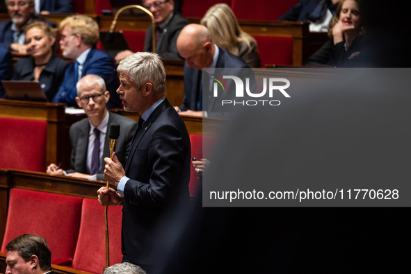 Laurent Wauquiez, President of the Droite Republicaine group, is at the National Assembly in Paris, France, on November 12, 2024. 