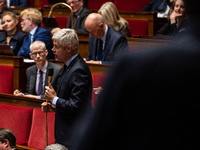 Laurent Wauquiez, President of the Droite Republicaine group, is at the National Assembly in Paris, France, on November 12, 2024. (