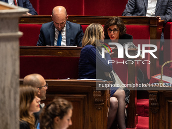 Rachida Dati, Minister of Culture, is among the benches of the General Assembly in the French Parliament in Paris, France, on November 12, 2...