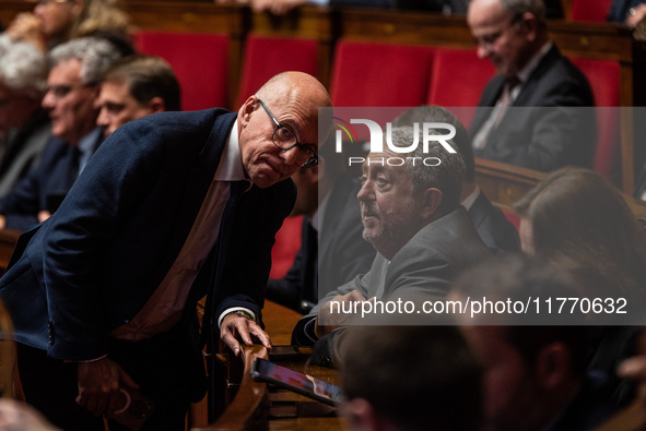 Republican right-wing MP Eric Ciotti is in Parliament during the question time to the government in Paris, France, on November 12, 2024. 