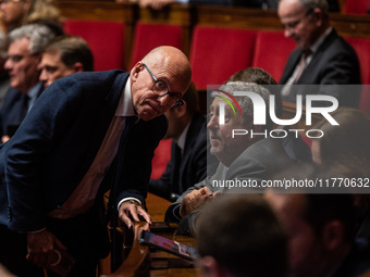 Republican right-wing MP Eric Ciotti is in Parliament during the question time to the government in Paris, France, on November 12, 2024. (