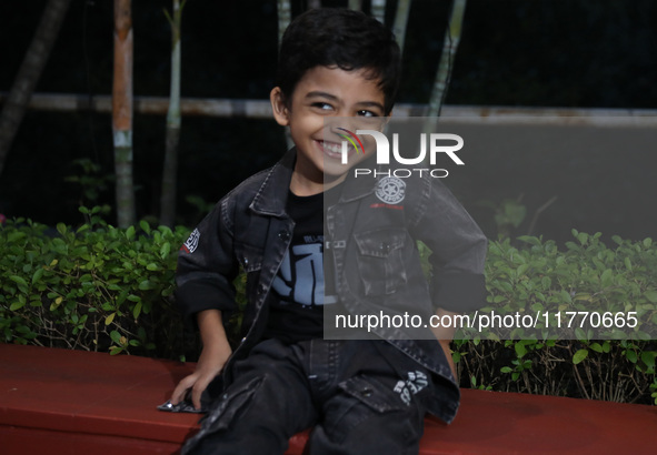 The world's youngest chess player, India's Anish Sarkar, smiles during the 6th Tata Steel Chess India Rapid & Blitz in Kolkata, India, on No...