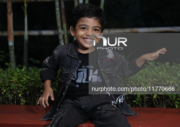 The world's youngest chess player, India's Anish Sarkar, smiles during the 6th Tata Steel Chess India Rapid & Blitz in Kolkata, India, on No...