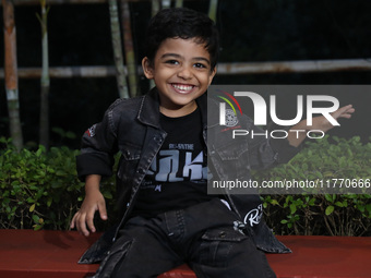 The world's youngest chess player, India's Anish Sarkar, smiles during the 6th Tata Steel Chess India Rapid & Blitz in Kolkata, India, on No...