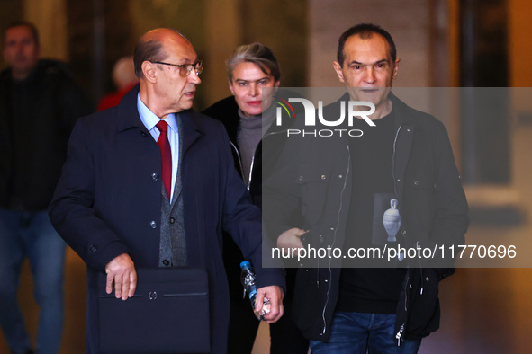 Bulgarian businessman Vasil Bozhkov appears in court in Sofia, Bulgaria, on November 12, 2024. 