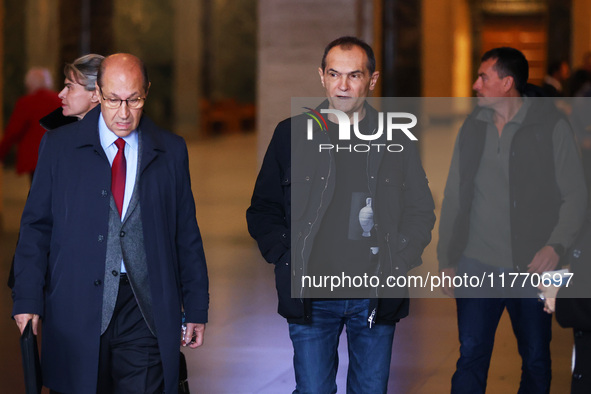 Bulgarian businessman Vasil Bozhkov appears in court in Sofia, Bulgaria, on November 12, 2024. 