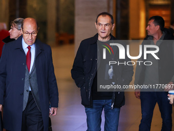 Bulgarian businessman Vasil Bozhkov appears in court in Sofia, Bulgaria, on November 12, 2024. (