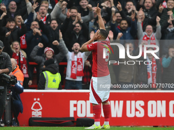 Murillo of Nottingham Forest celebrates after scoring a goal to make it 1-0 during the Premier League match between Nottingham Forest and Ne...