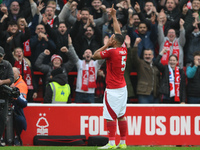 Murillo of Nottingham Forest celebrates after scoring a goal to make it 1-0 during the Premier League match between Nottingham Forest and Ne...